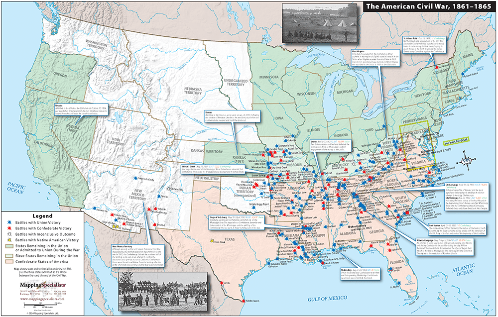 Civil War Map Battles Front.