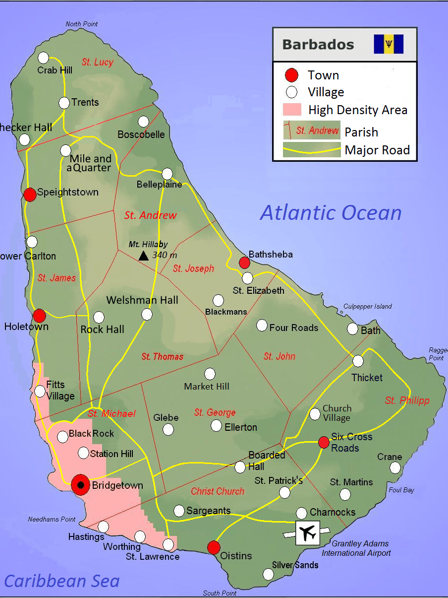 Barbados South Coast Map Barbados Map 