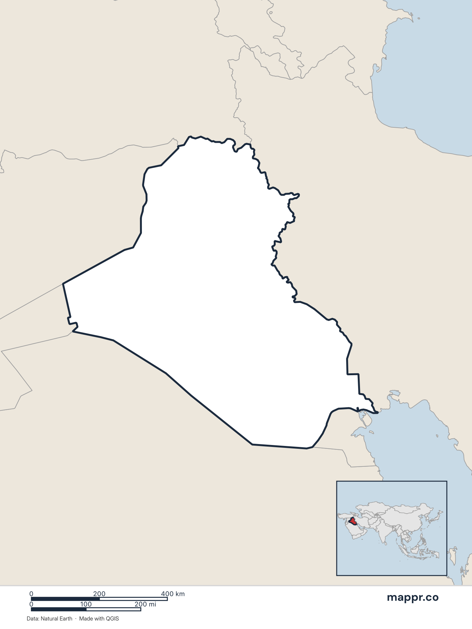 Iraq Maps Free Printable Maps Of Iraq Mappr Iraq Blank Map 