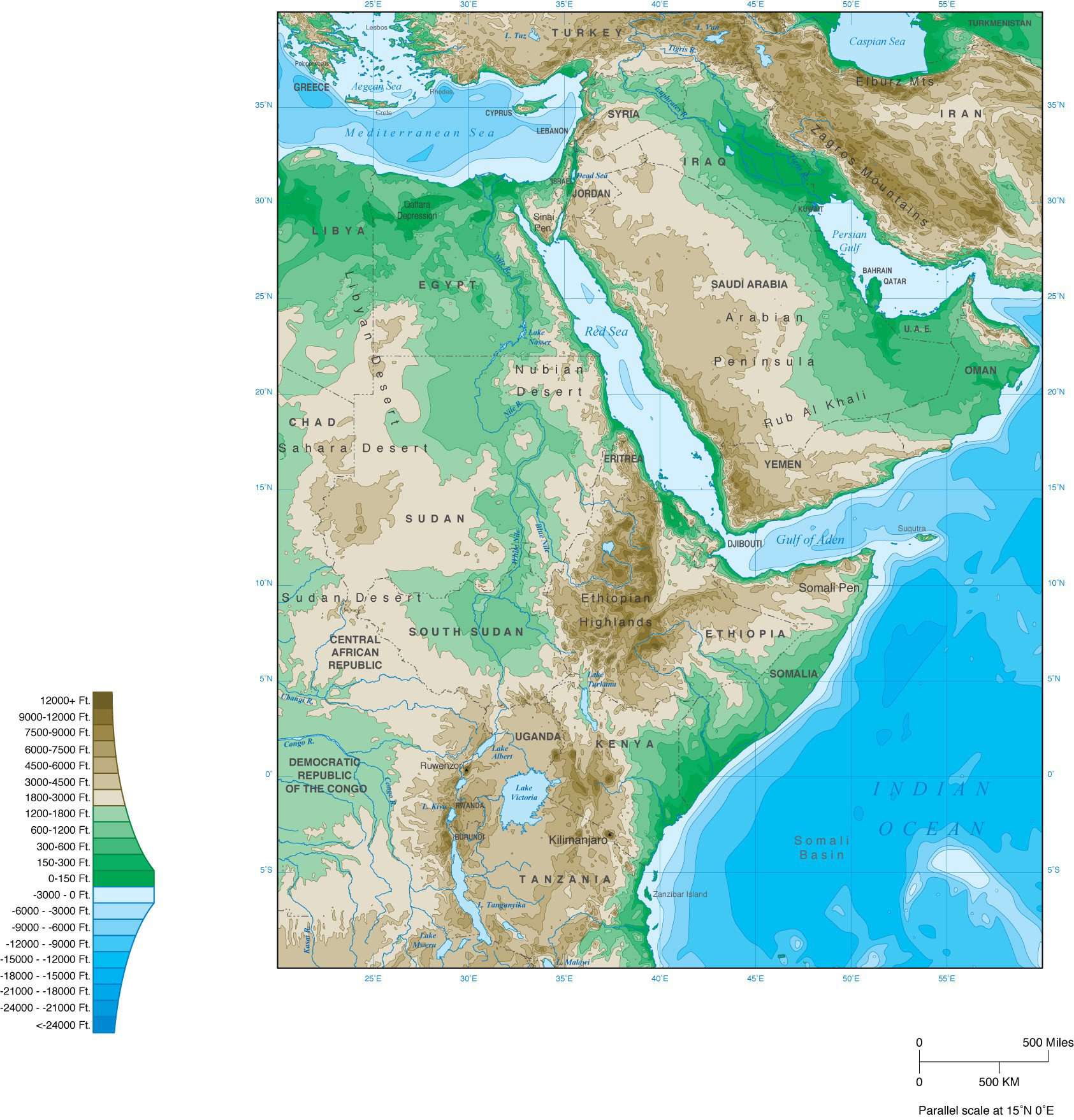 Eastern Africa Physical Map E AFRI 782379 