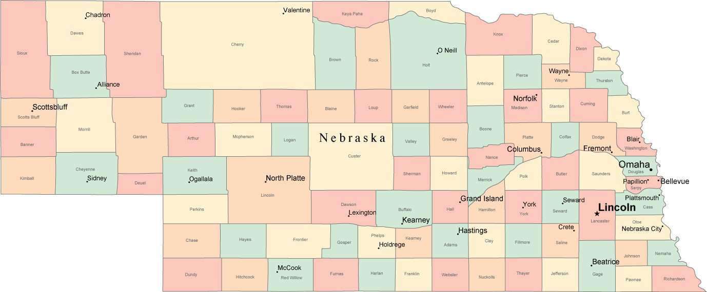 Printable Map Of Nebraska Cities Nebraska County Highway Wall Map By NE USA 113122 
