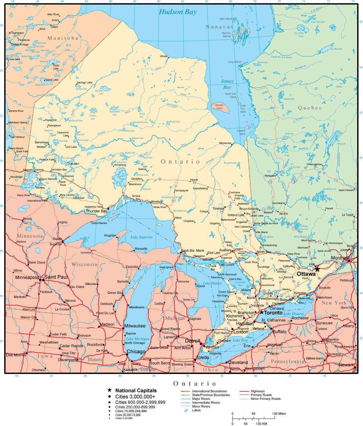 Ontario Canada Map With Cities ON CAN 583032 