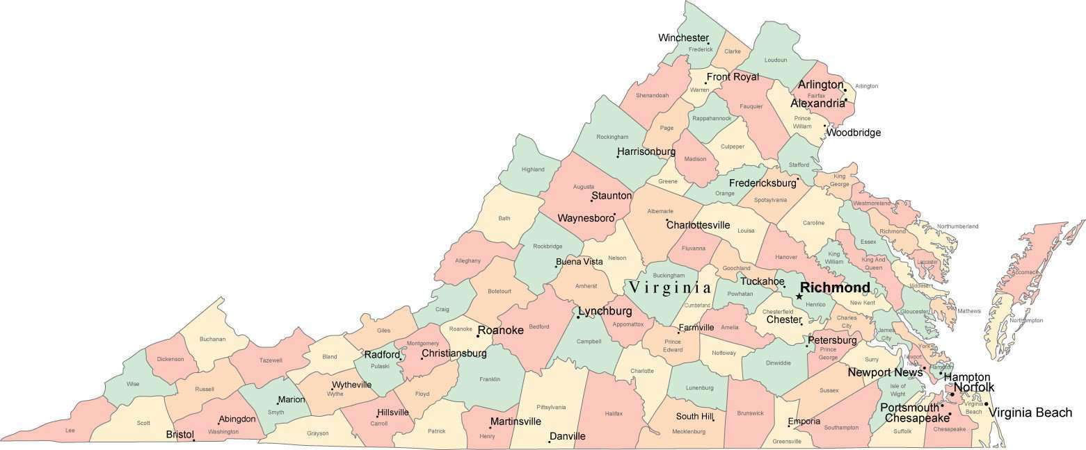 Map Of Northern Virginia Free Printable Maps VA USA 113241 