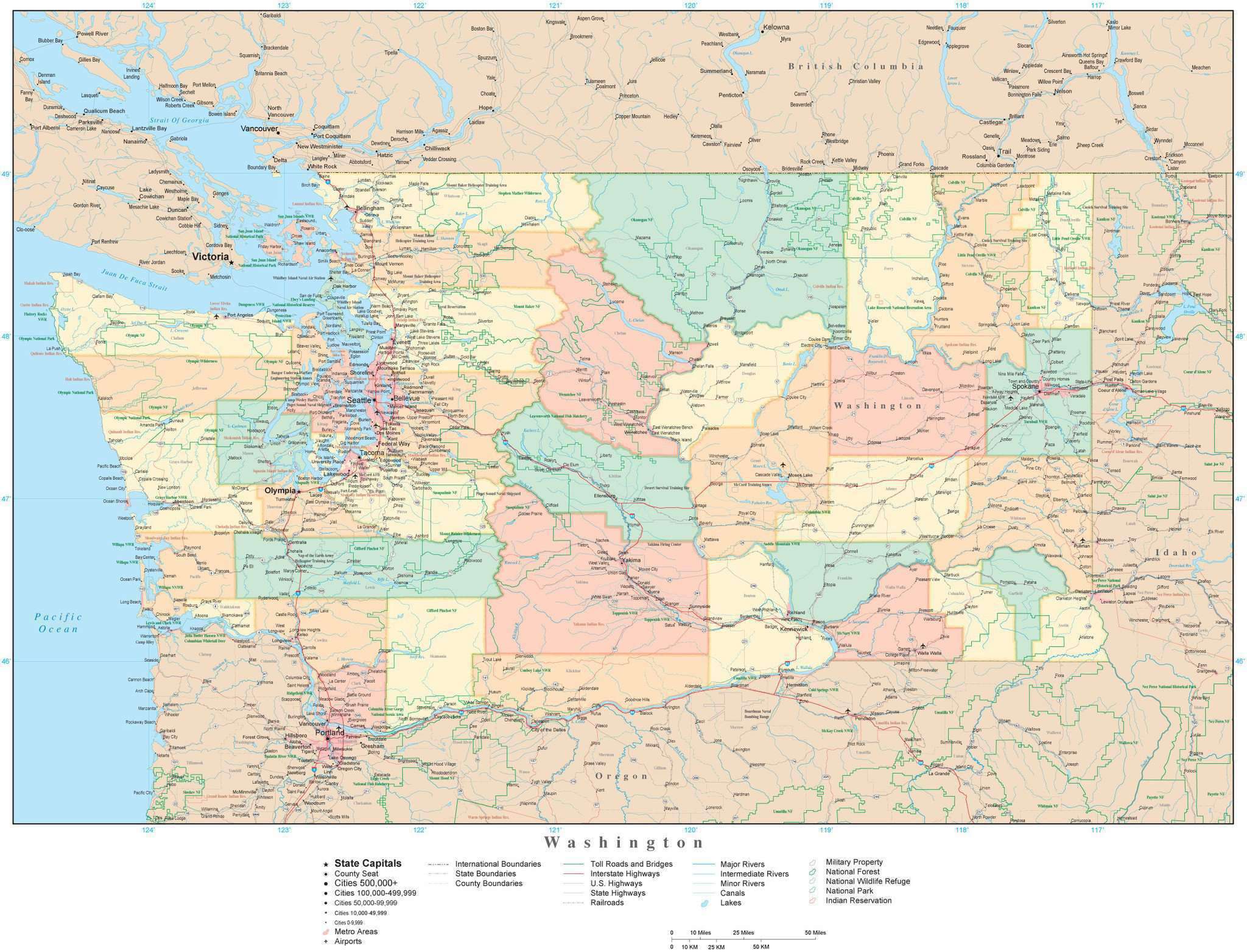 Washington State Cities Map Printable Seattle Map Vector State WA USA 501745 Comp 2 