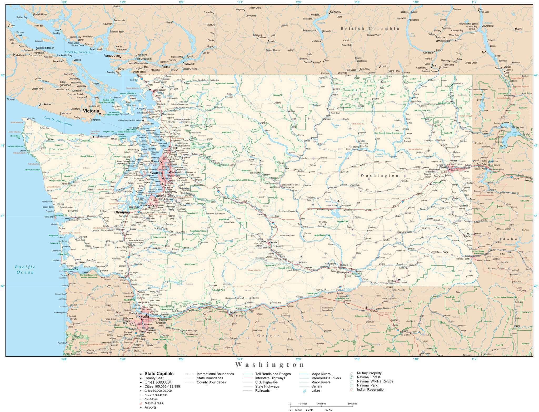 Washington Detailed Map In Adobe Illustrator Vector Format Detailed WA USA 641745 Comp 2 