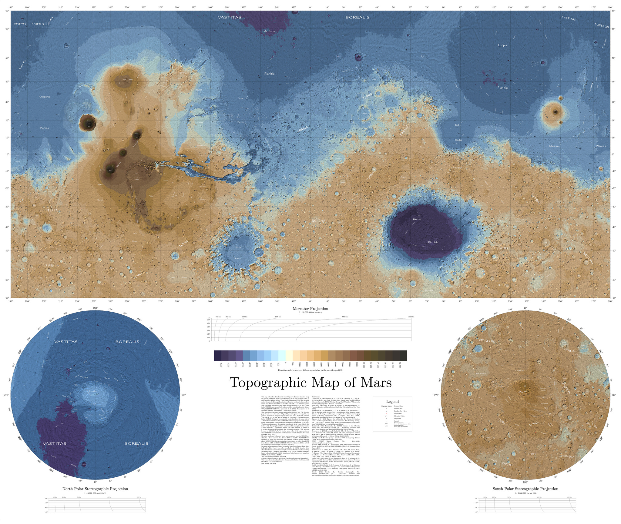 Topographic Map of Mars The Map Room