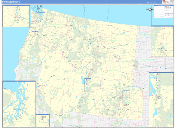 US Northwest 2 Regional Wall Map Basic Style By MarketMAPS MapSales 