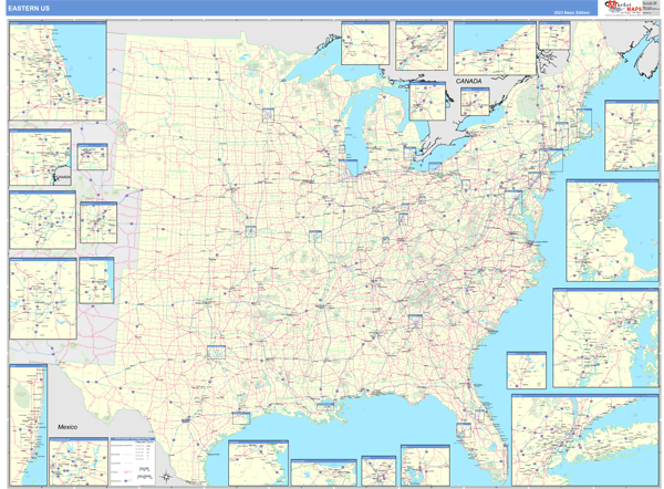 US Eastern Regional Wall Map Basic Style By Marketmaps Mapsales Randeast.