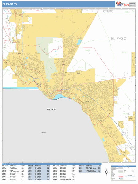 El Paso County Zip Code Map TXelpaso 