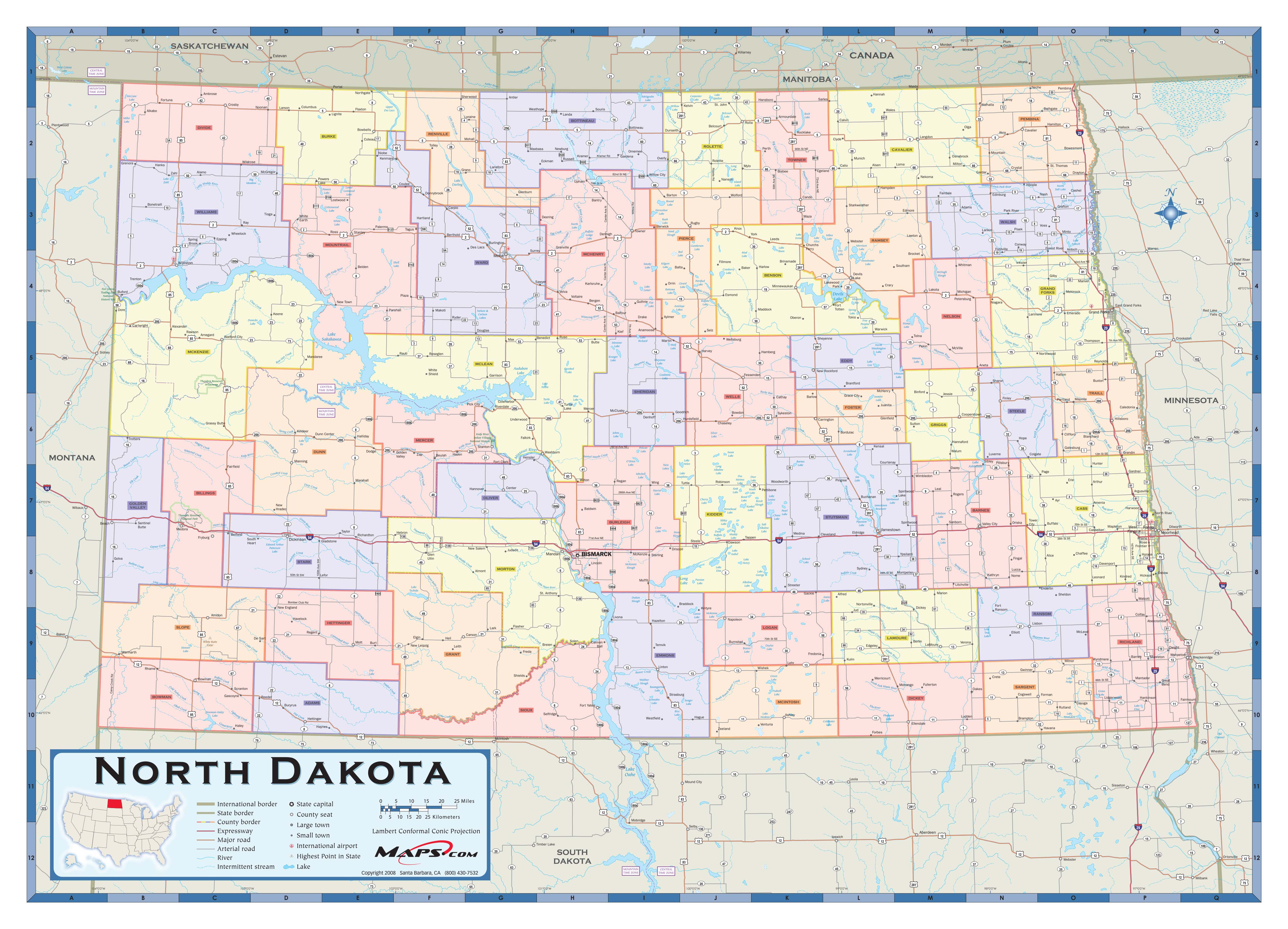 Large Detailed Roads And Highways Large Detailed Roads And Highways MDC1 ND WMB 