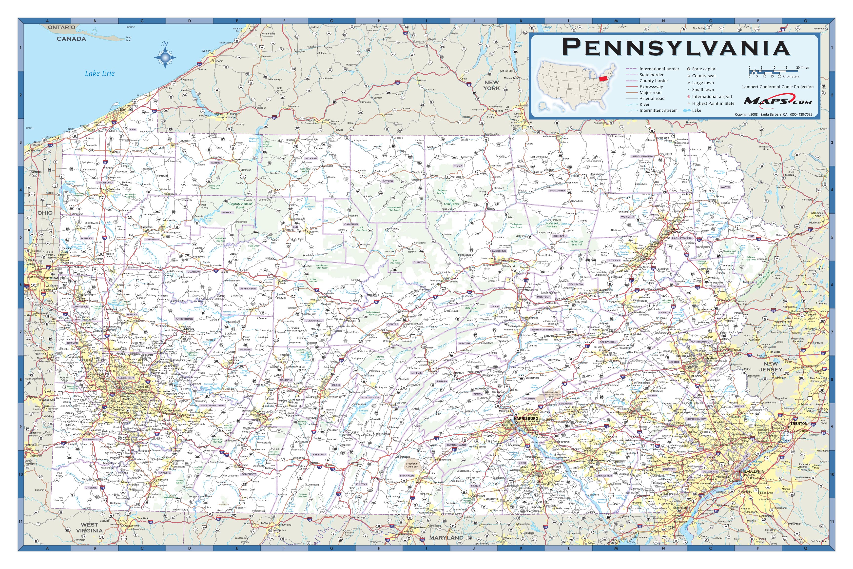 Printable Pa County Map County Map Mapsof Map Of Pa With MDC1 PA WMA 