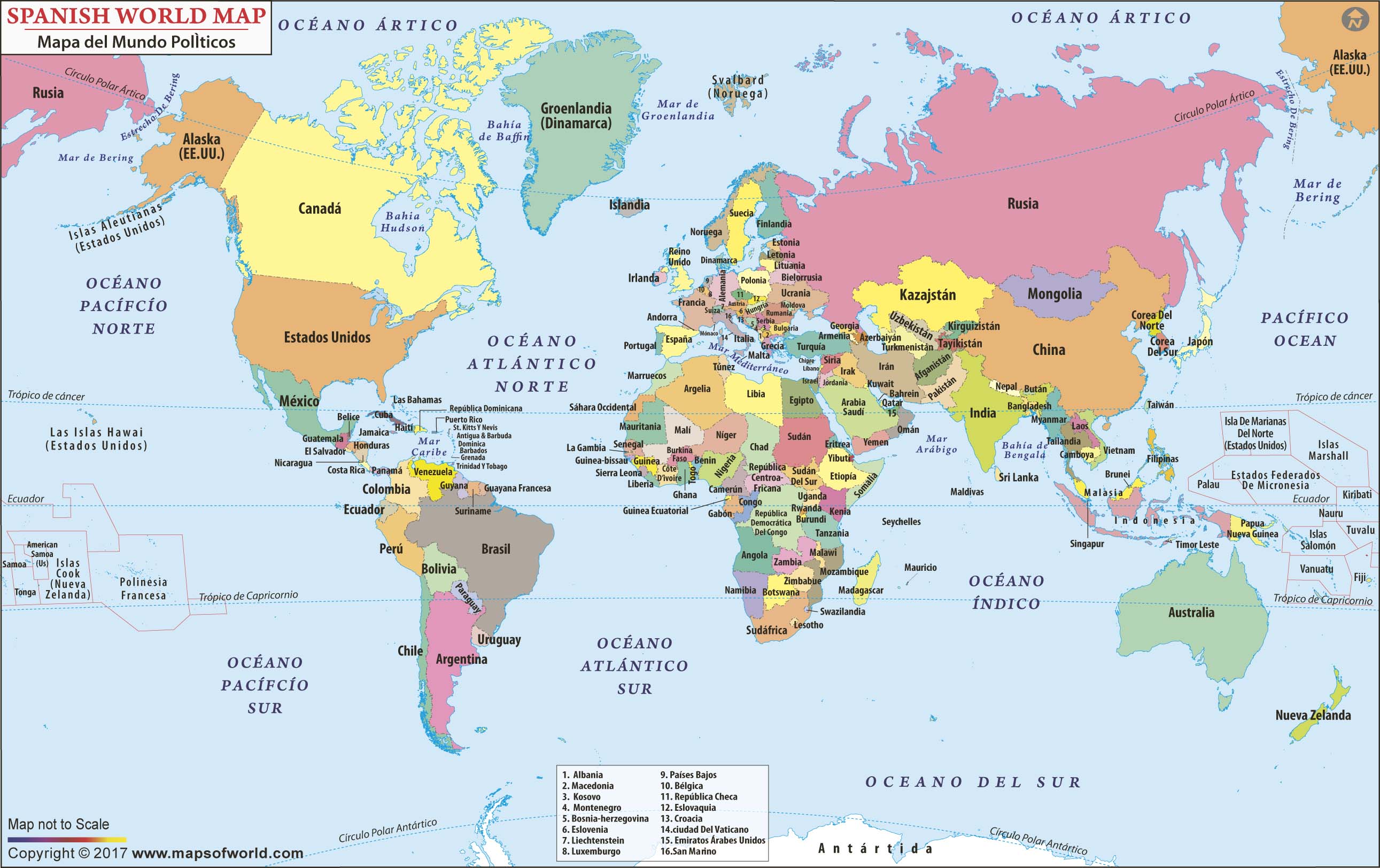 Map Of The World In Spanish World In Spanish 