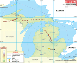 Best Michigan ZIP Code Wall Map Michigan Physical Wall Map 