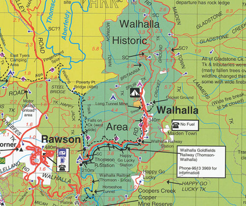 Walhalla Woods Point Map Rooftop LAMINATED Maps Books Travel Guides Walhalla 13 