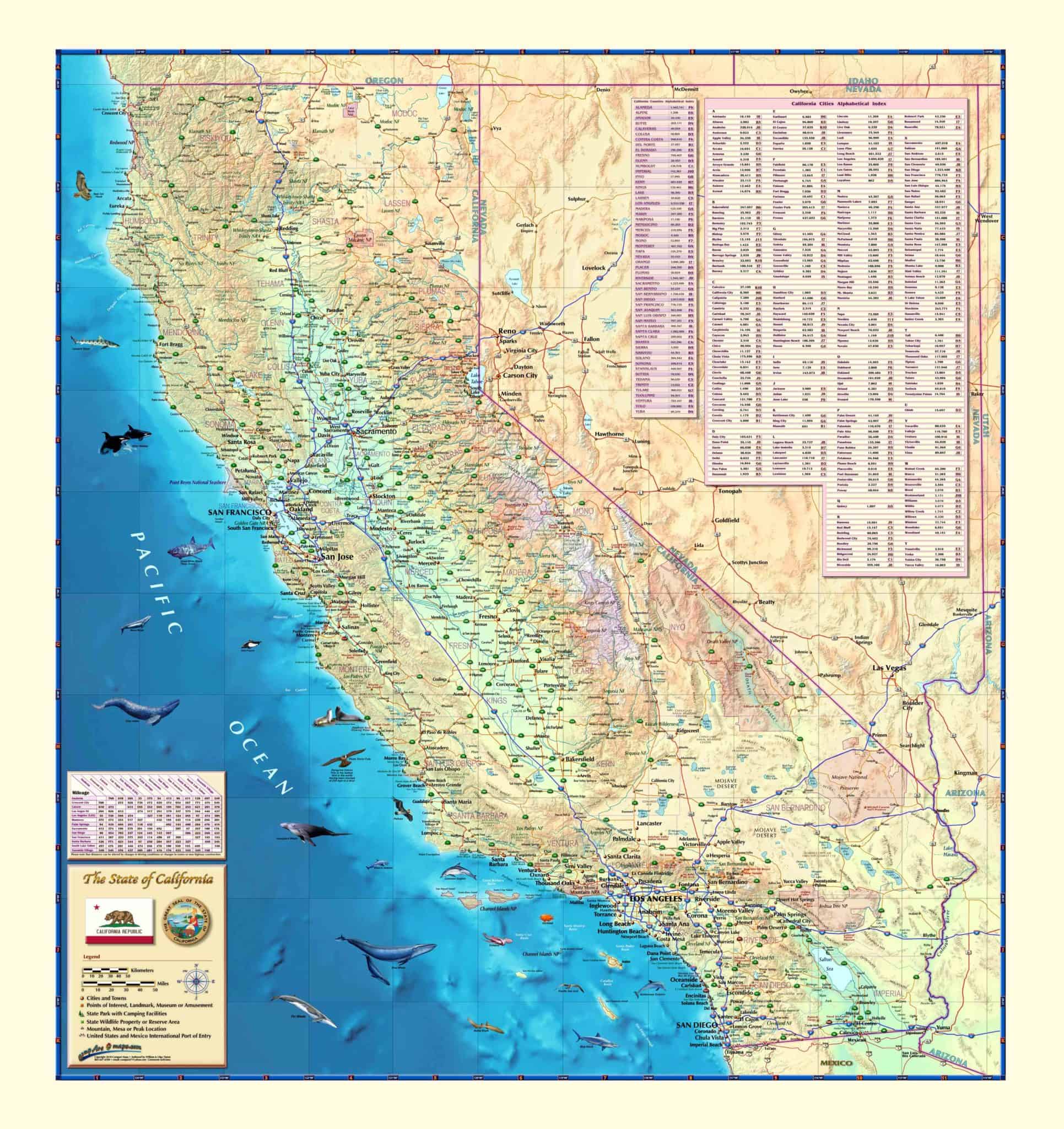 Physical Map Of California Wantstat COMCA PHYS 
