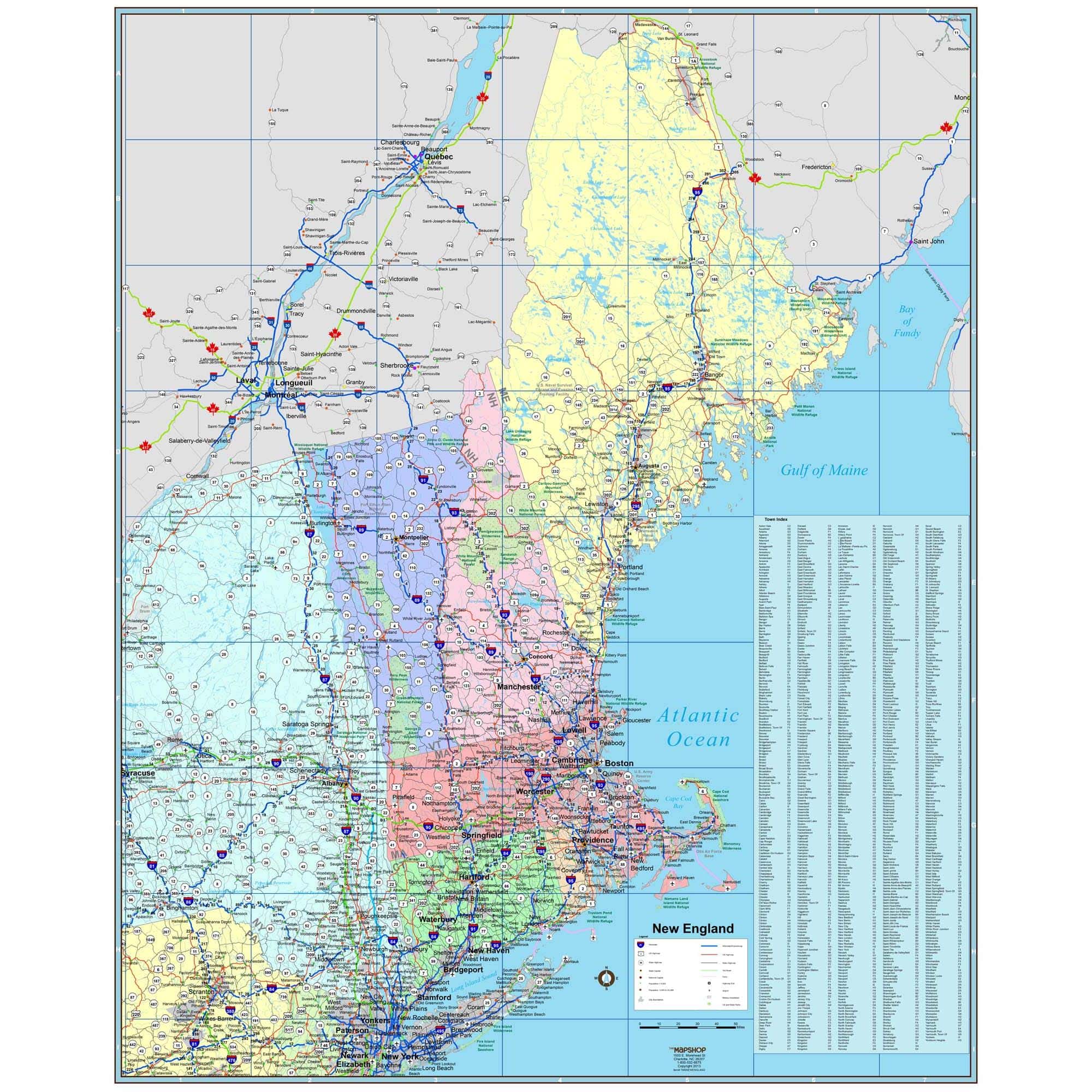 Printable New England Map.