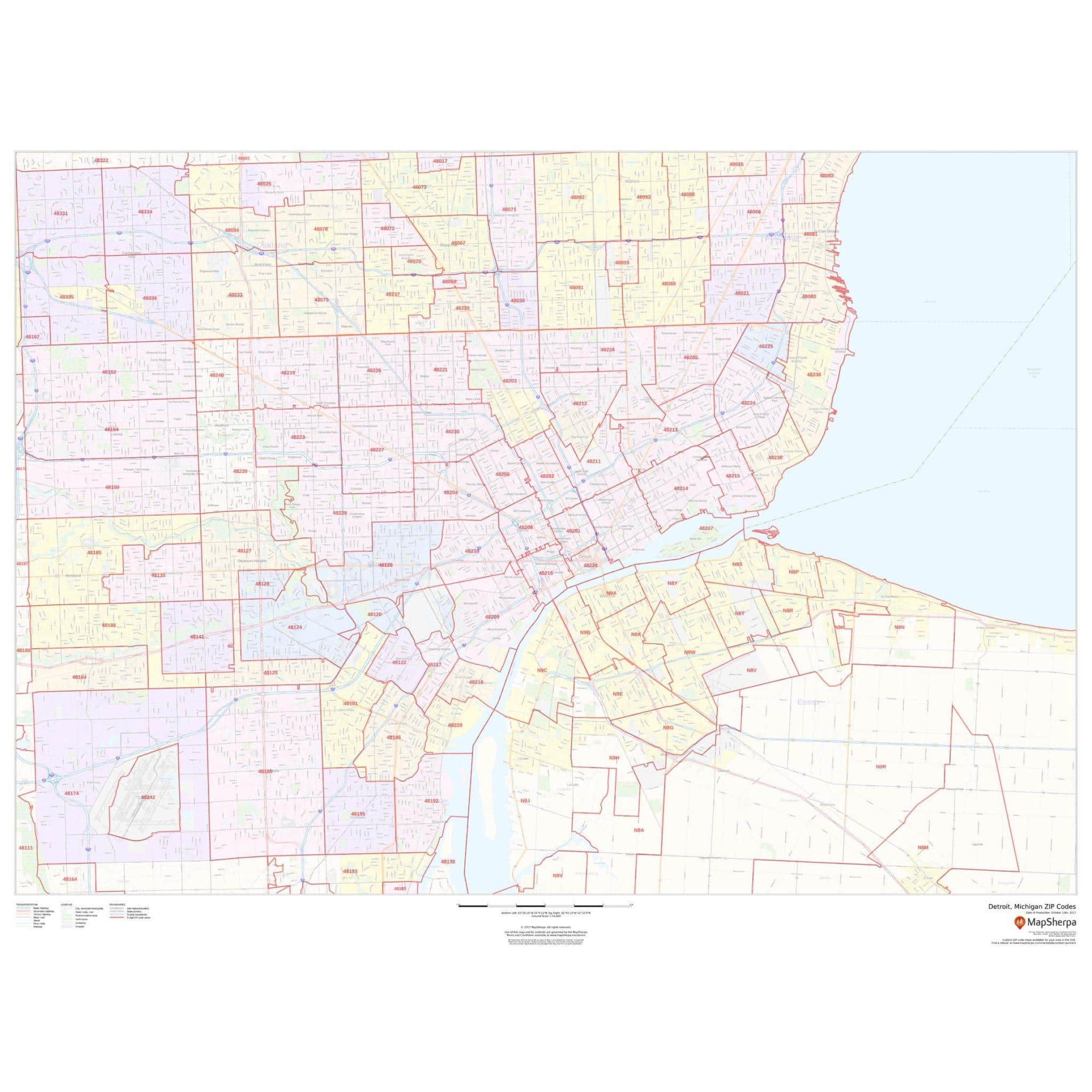 Map Of Detroit With Zip Codes Detroit Map YNAVHY Zip Detroit Large 