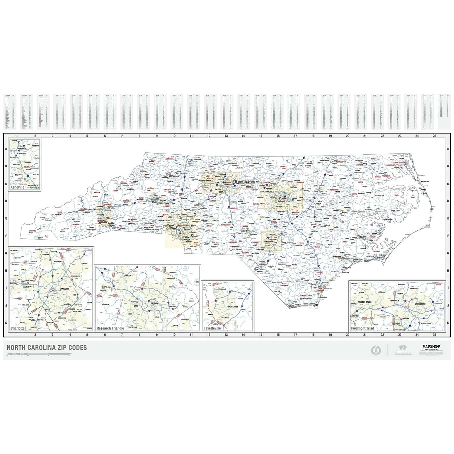 Printable Zip Code Map North Carolina NCZipCodes 