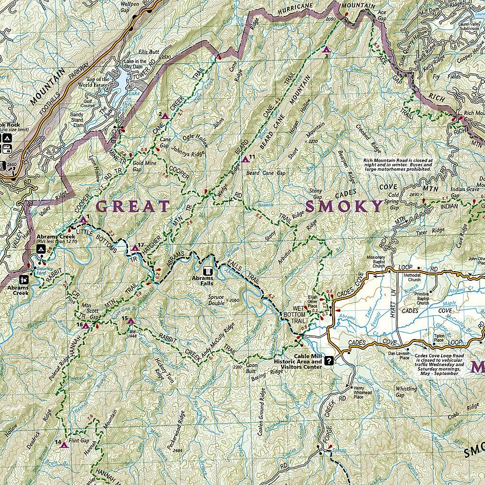 Great Smoky Mountains National Park Trail Map Details 