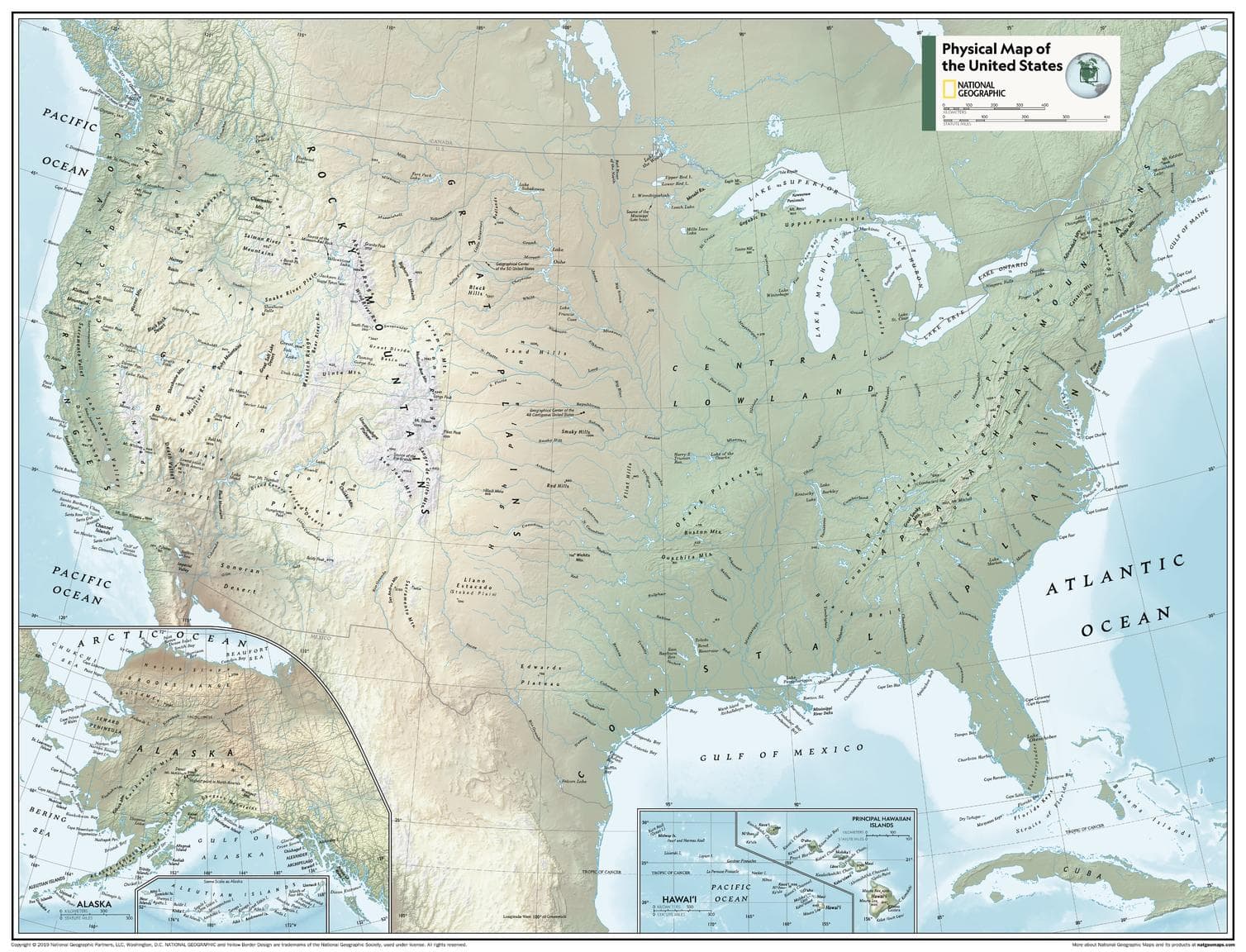 Us Physical Map Rivers POD11th034 24 Large 1 