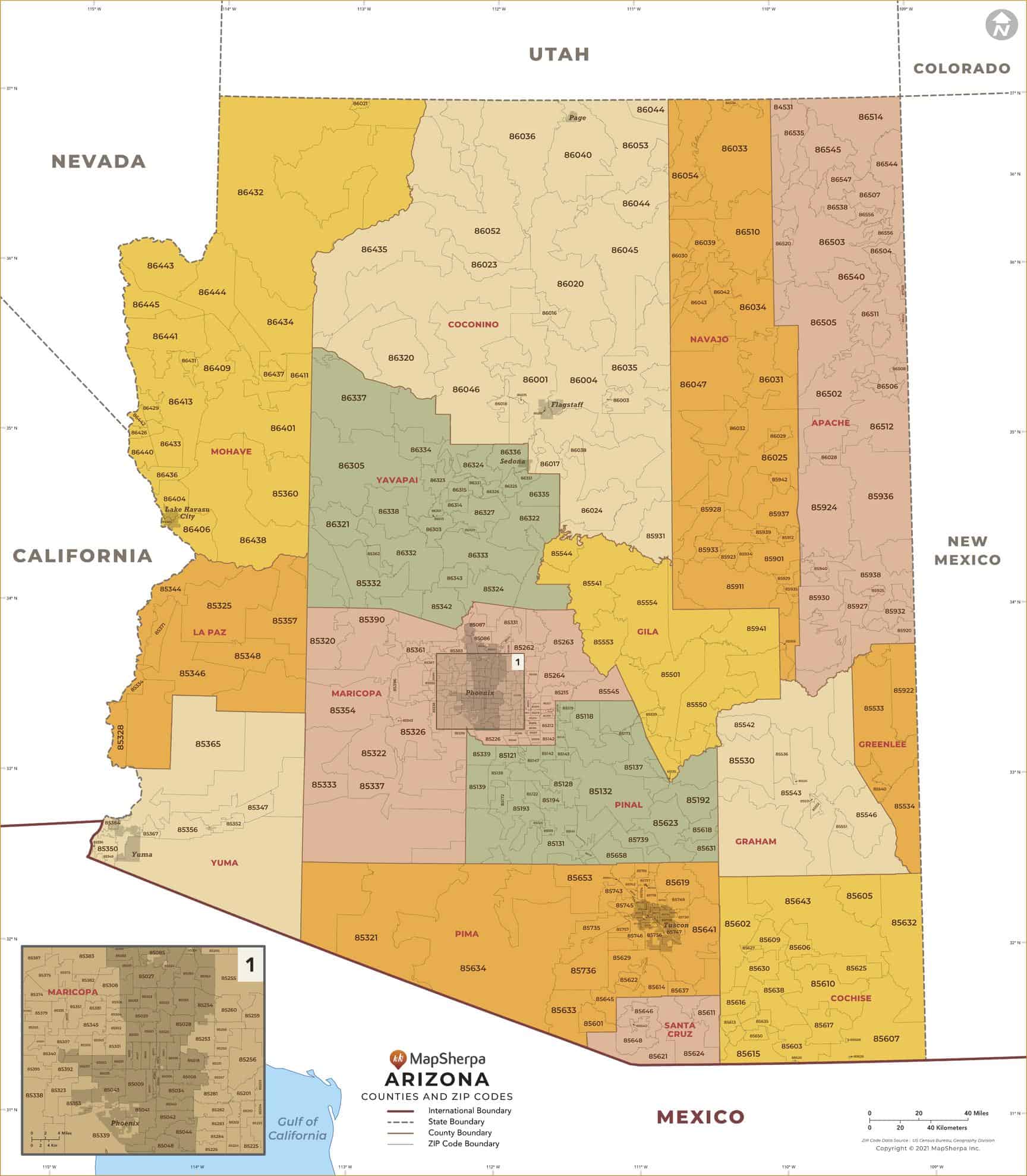 Printable Arizona Zip Code Map Fanny Printable Mow Cntyzip AZ36 Large 2 