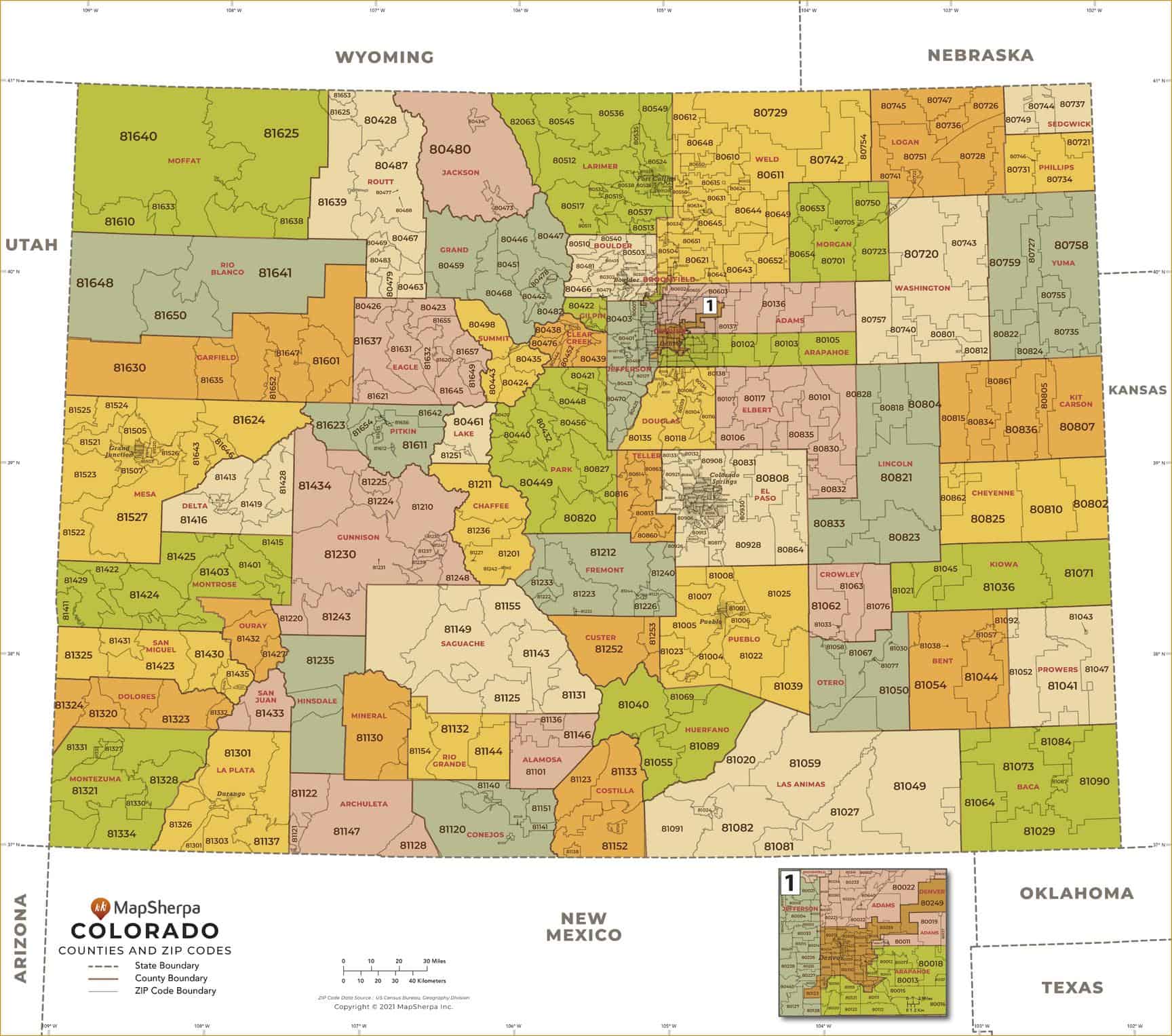 Centennial Colorado Zip Code Map Mow Cntyzip CO36 Large 2 