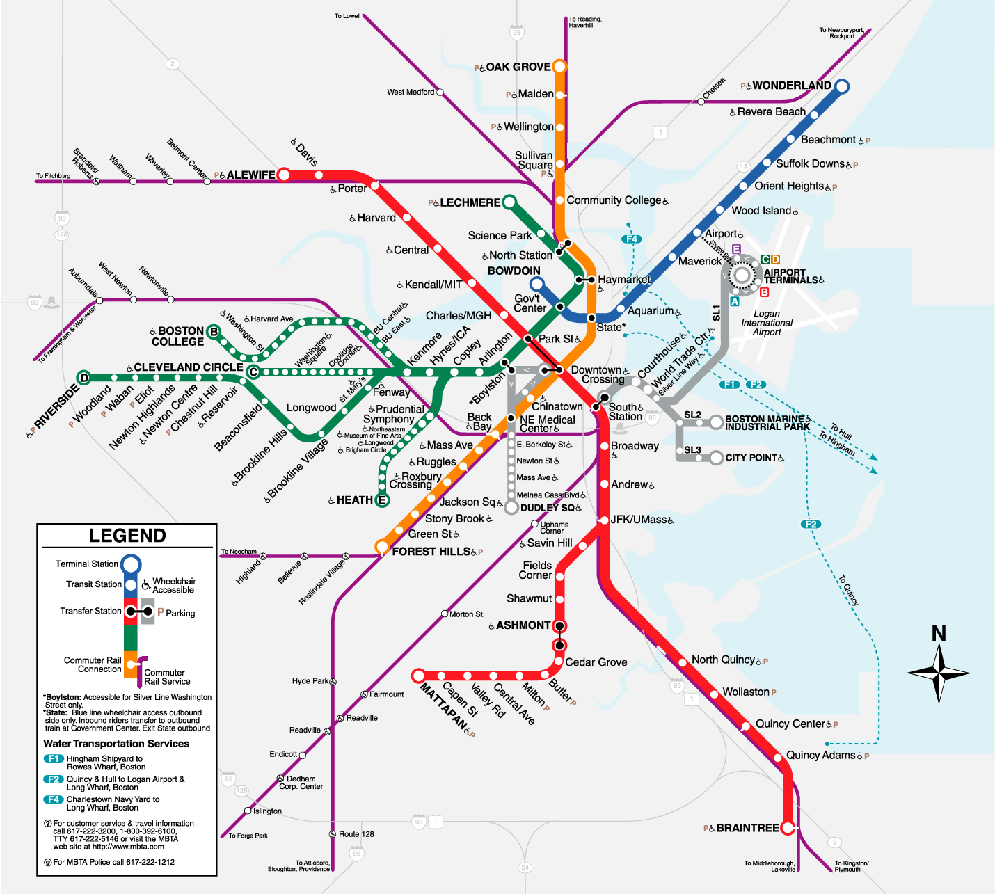 Boston Subway Station Map Boston Subway Map (metro) 