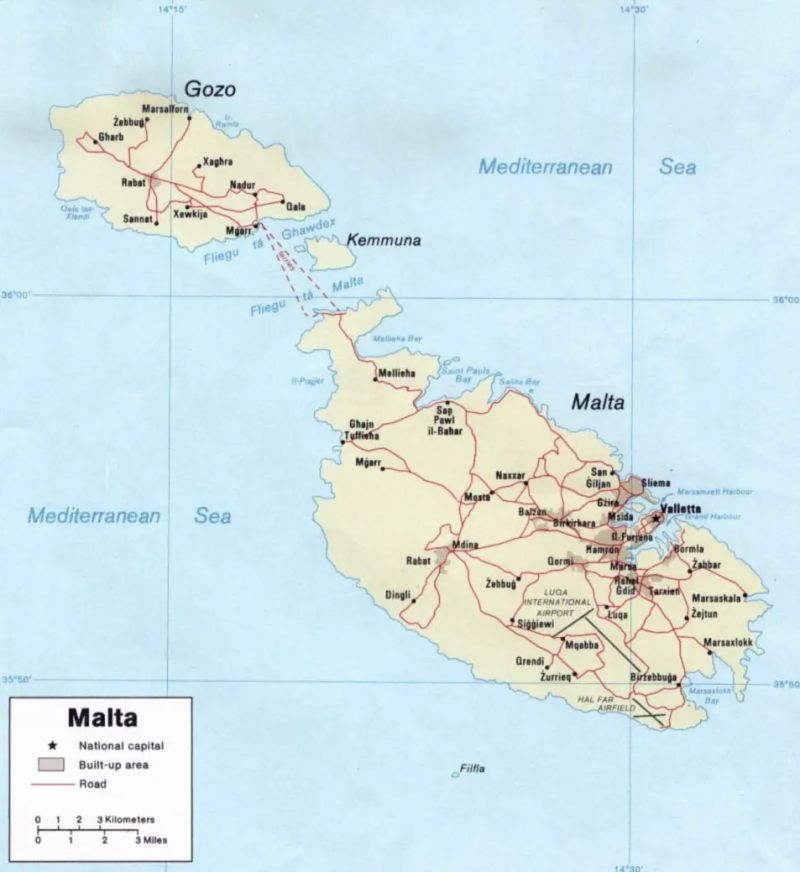 Malta Road Map Ontheworldmap Com - Download Perfect Vintage Art | Full HD