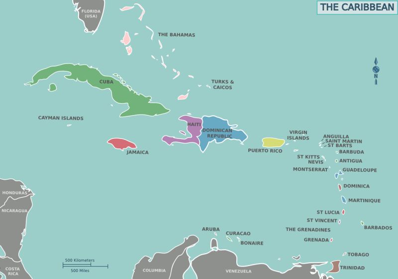 Caribbean Map Mapsof Net - Ultra HD Nature Art - High Resolution