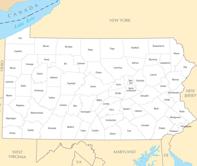 Pennsylvania Counties Map Mappr - Best Minimal Textures in High Resolution