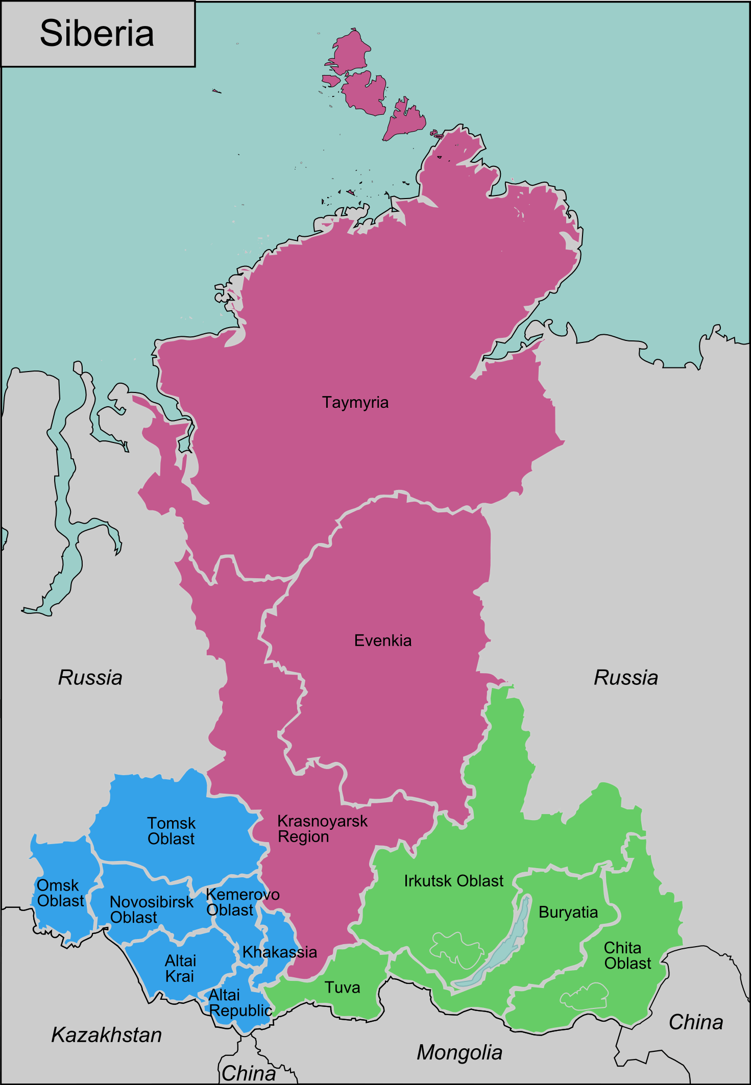 Map Of Siberia Russia Siberia Regions 