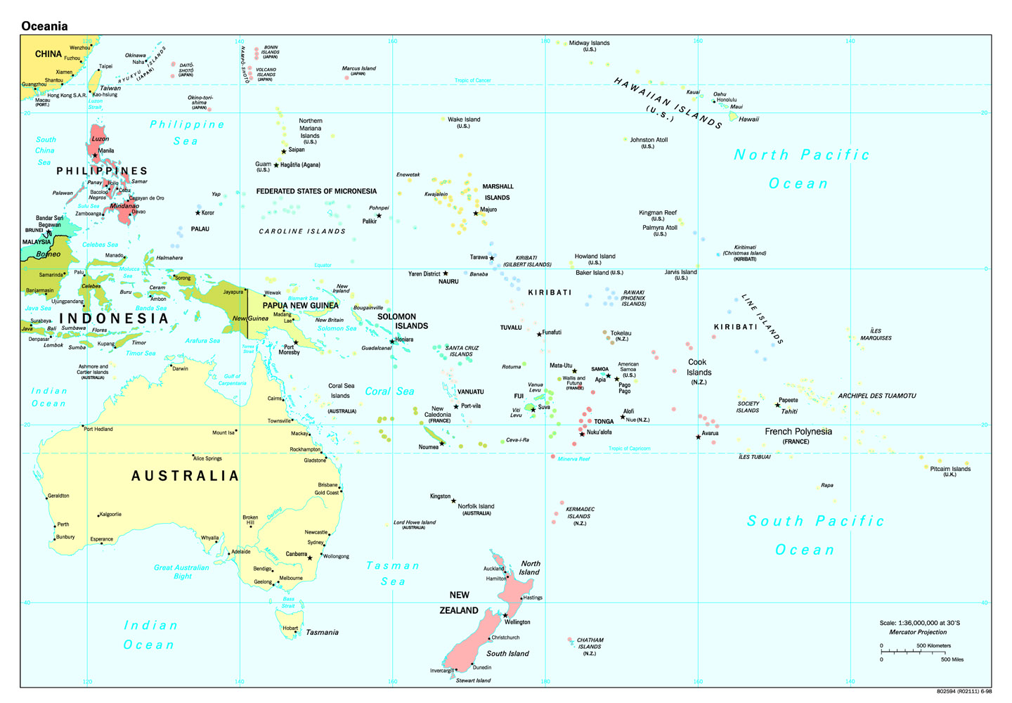 Map Of South Pacific Islands And Hawaii ICPP South Pacific Ocean Political Map 