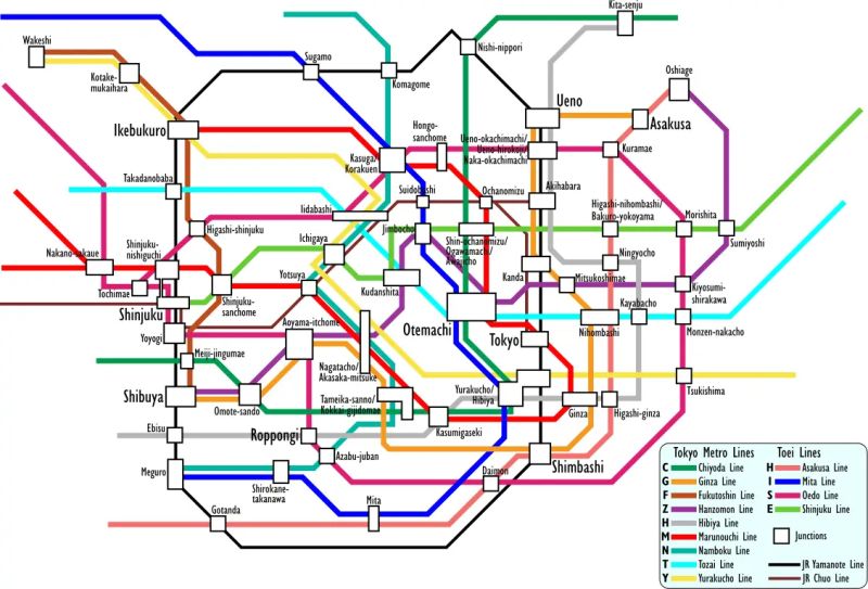 Tokyo Subway Map Metro Mapsof Net - Geometric Design Collection - 8K Quality