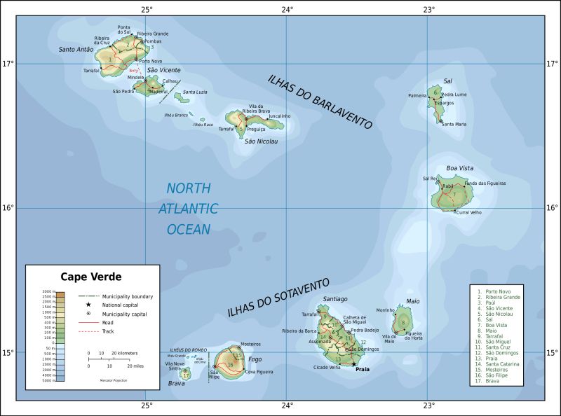 Cape Verde Map 2 Mapsof Net - Ultra HD Geometric Pictures for Desktop