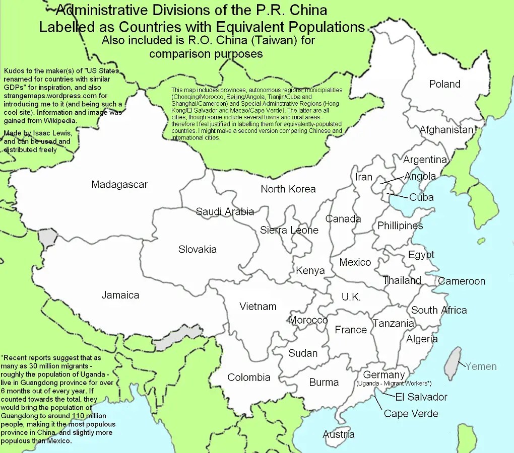 China Provinces Populations MapSof Net China Provinces Populations 