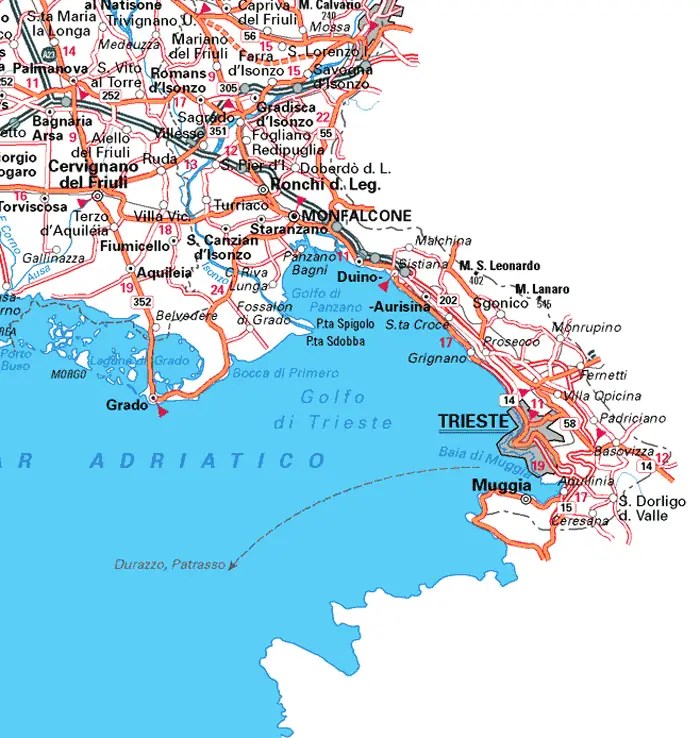 Karte Von Triest Adria Route Von Triest Nach Apulien Fernradweg City Map Trieste 