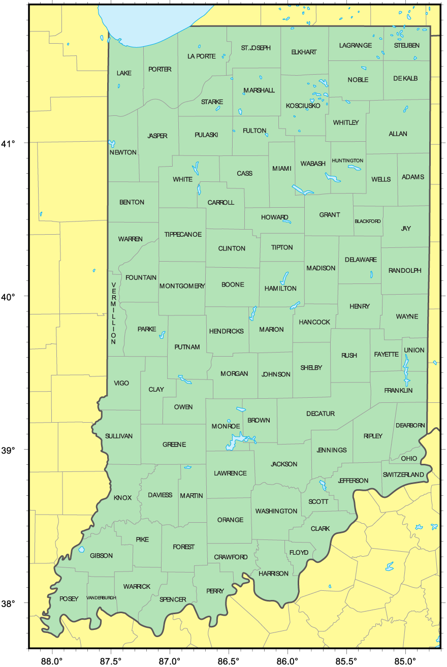 Counties Map of Indiana - MapSof.net