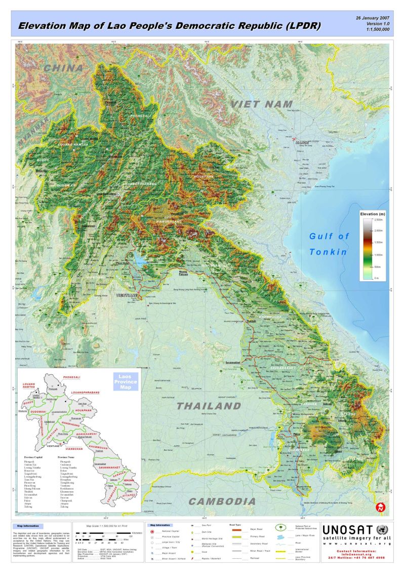 Laos Big Map Mapsof Net - Perfect Vintage Image - Retina