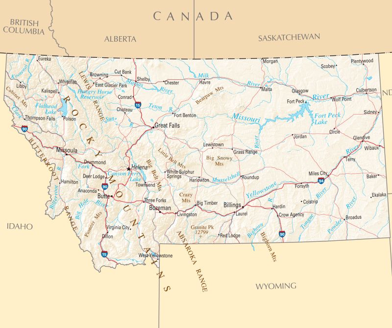 Montana Rivers And Lakes Mapsof Net - Download Premium Nature Design | 4K