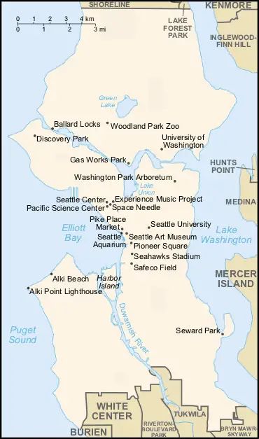 Seattle Overview Map Mapsof Net - Premium Colorful Texture - Retina