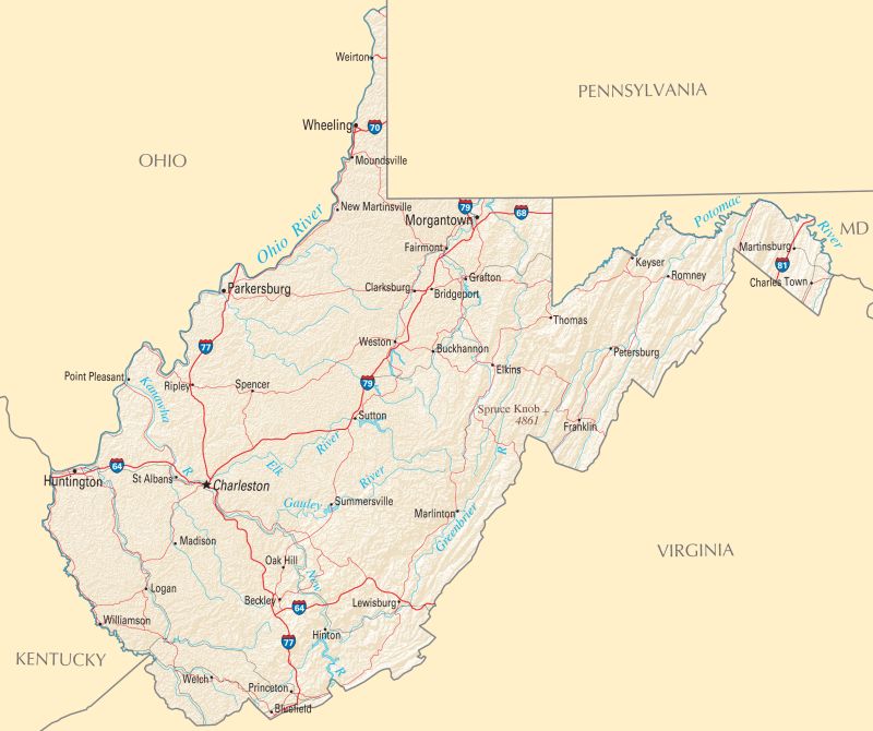 West Virginia Regions Map Mapsof Net - Classic Retina Light Illustrations | Free Download