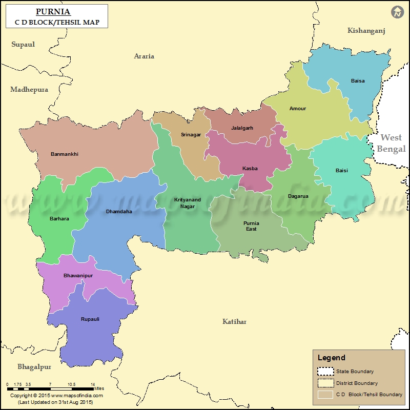 Purnia Tehsil Map Bolcks In Purnia Purnia Tehsil Map 