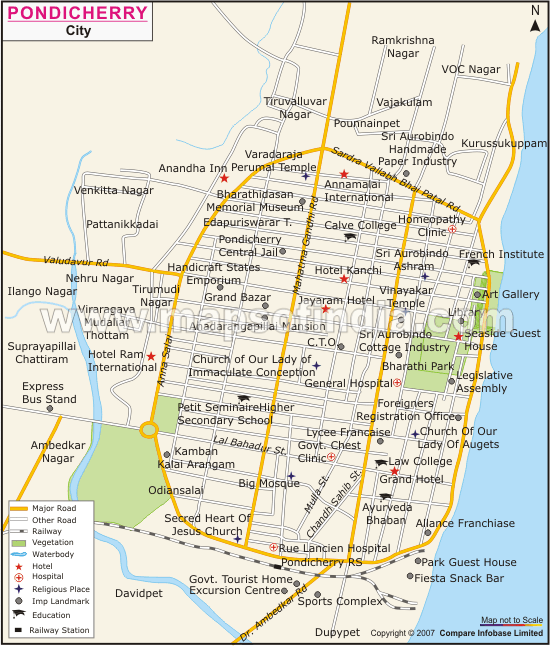 Pondicherry Tourist Map 60 Photos Com 