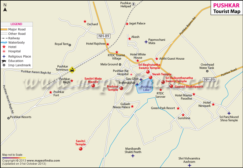 Travel To Pushkar Tourism Hotels Transport Pushkar Tourist Map 