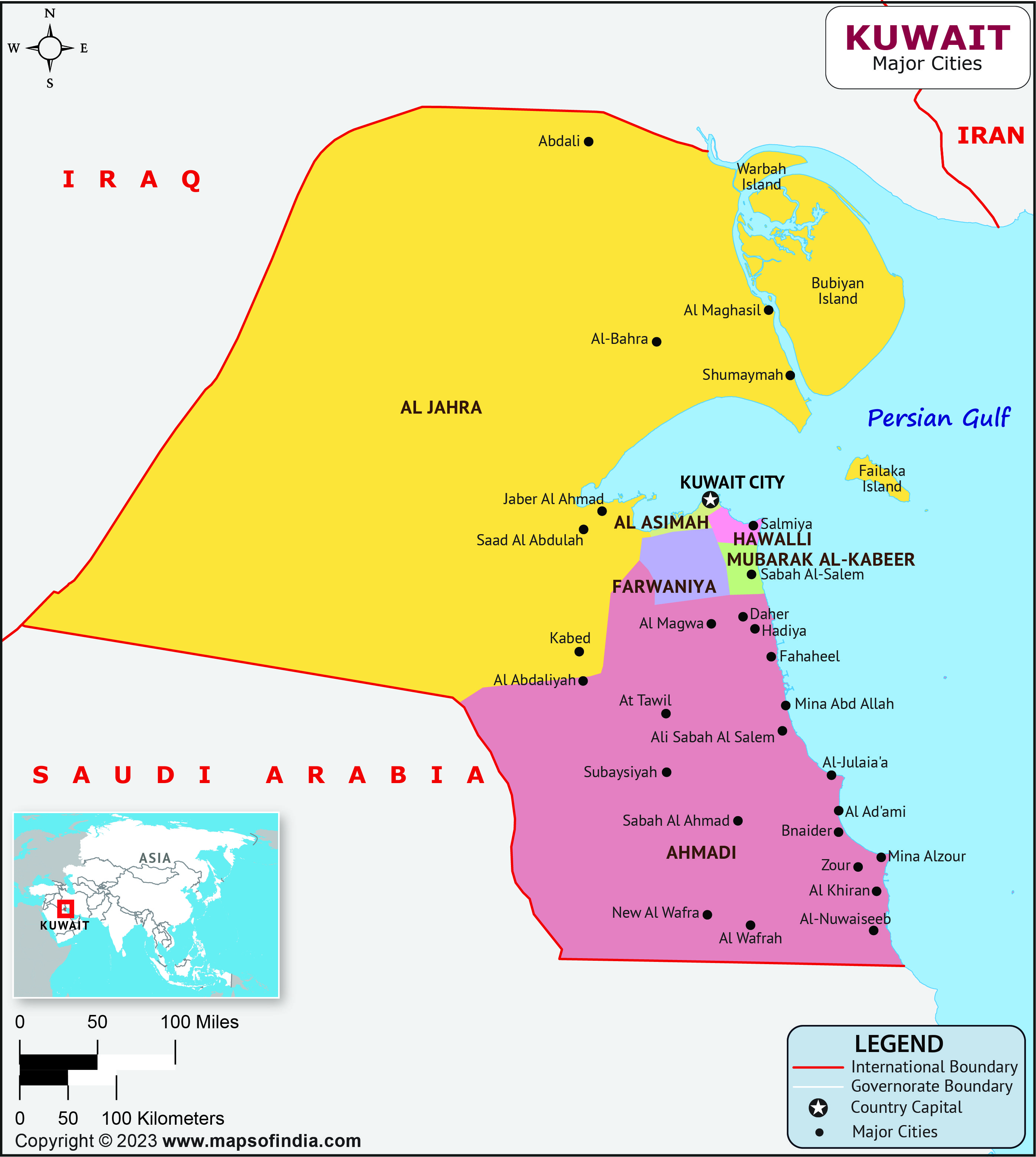 Kuwait Major Cities Map List Of Major Cities In Different States Of Kuwait Major Cities Map 