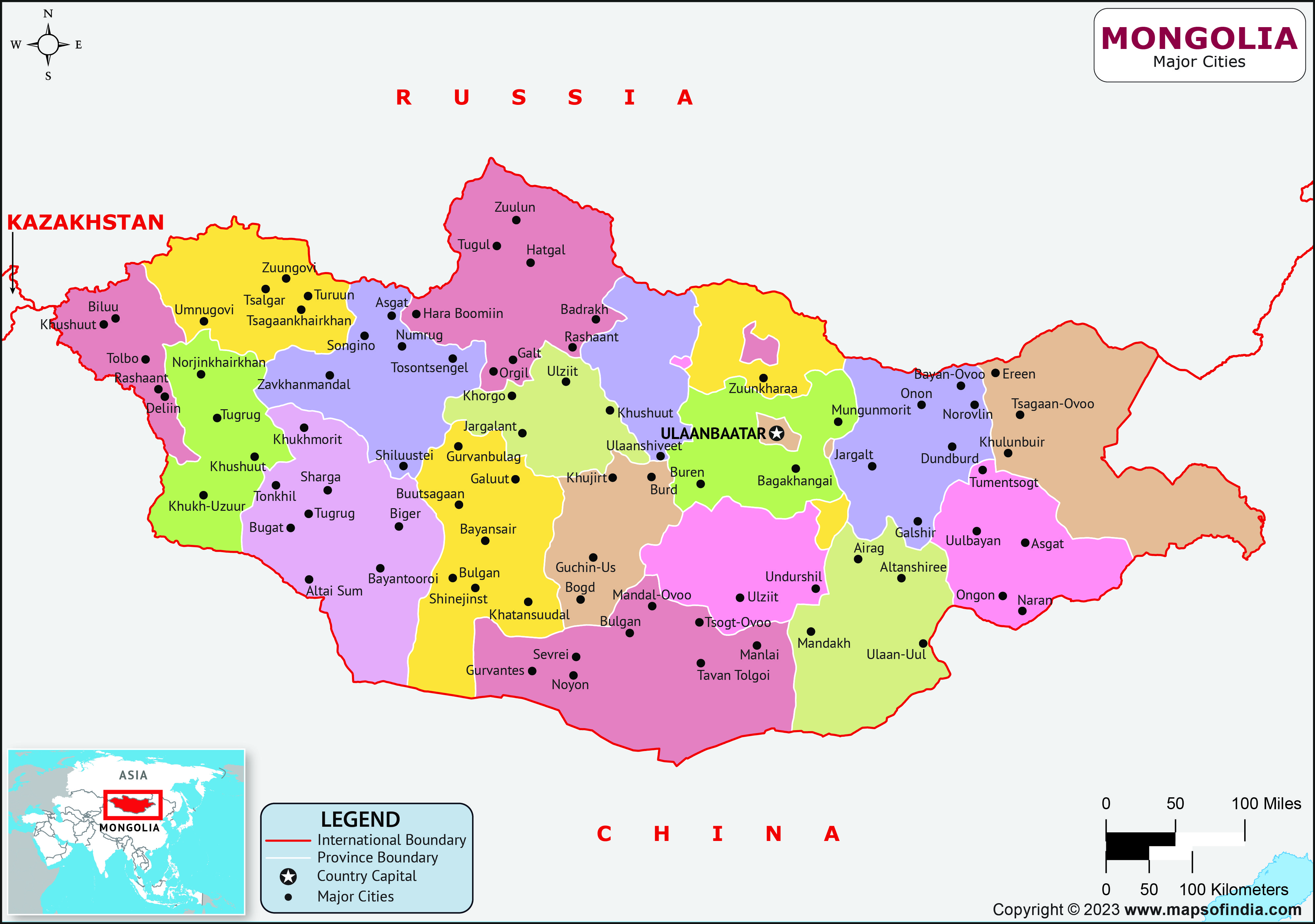 Mongolia Major Cities Map List Of Major Cities In Different States Of Mongolia Major Cities Map 