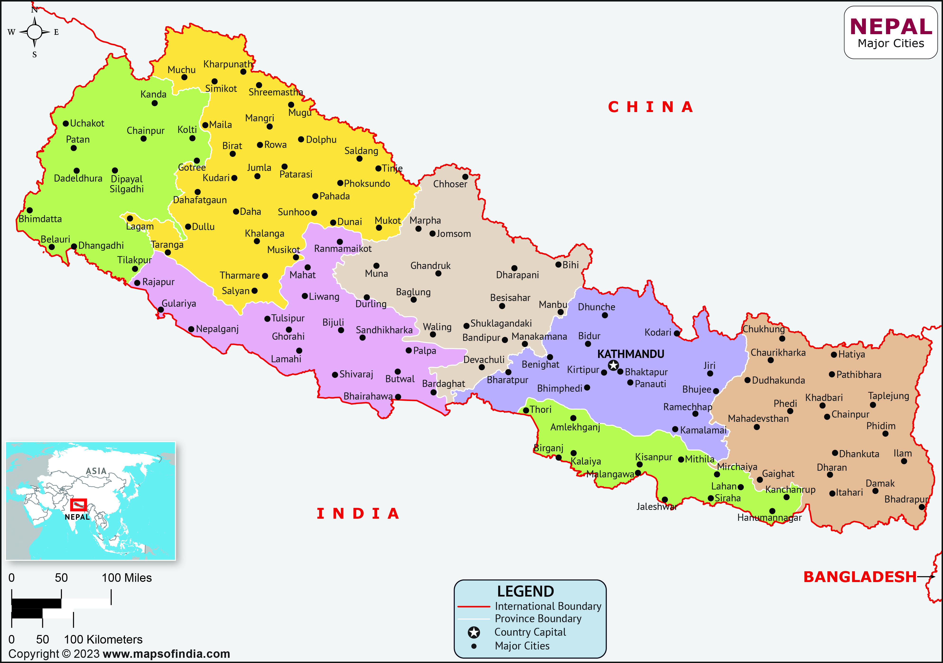 Nepal Major Cities Map List Of Major Cities In Different States Of Nepal Nepal Major Cities Map 