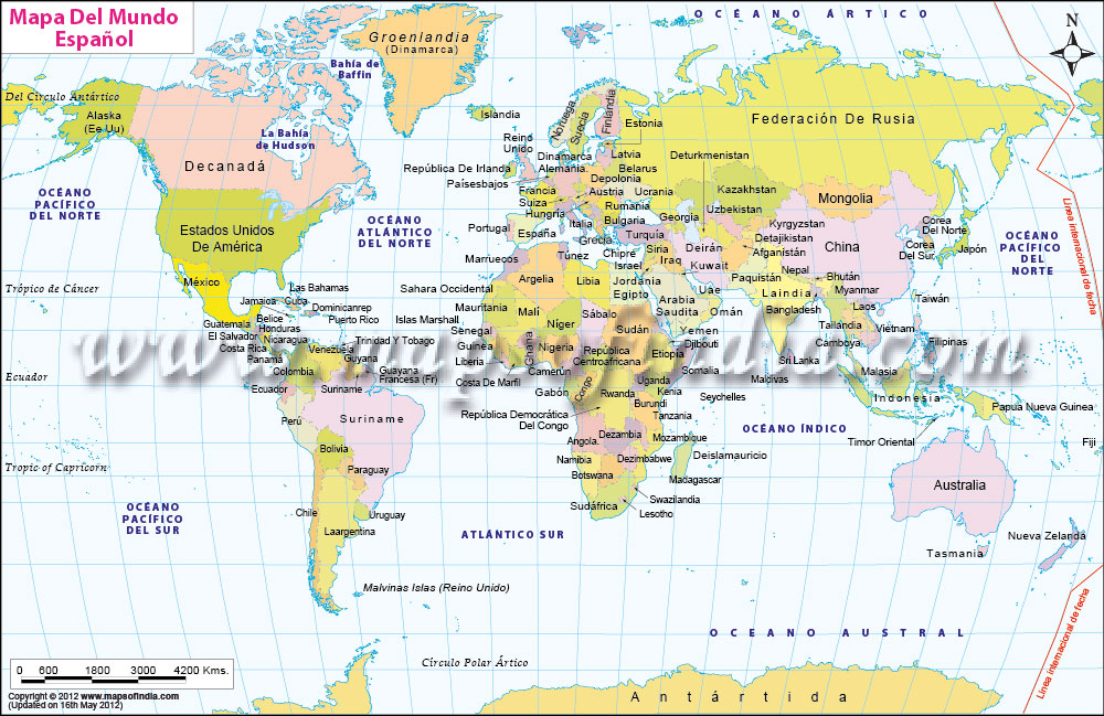 World Map In Spanish Mapa Del Mundo Espanol World Map Spanish 