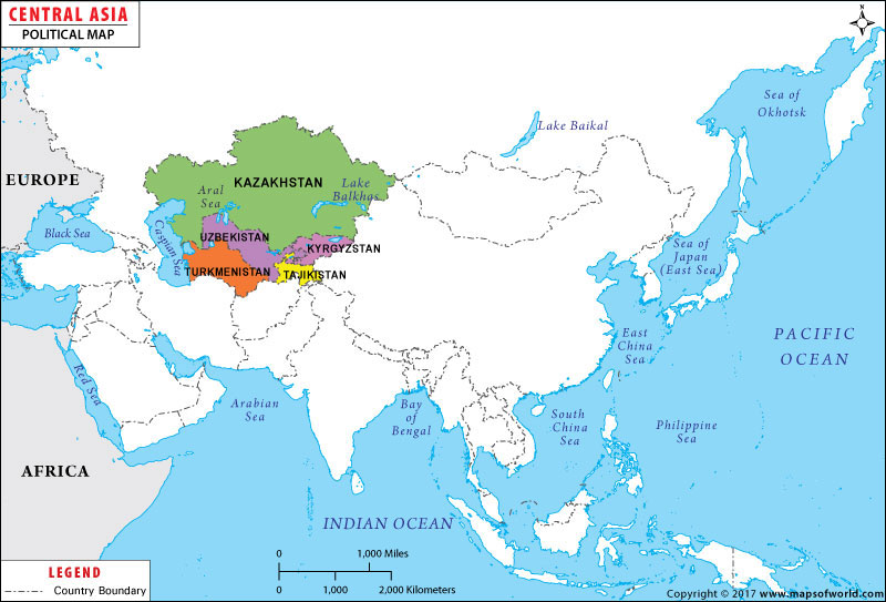 Central Asia Map Map Of Central Asian Countries Central Asia Map 