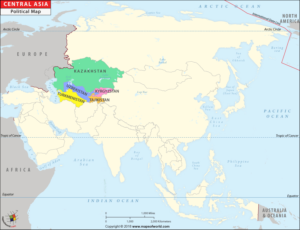 Central Asia On World Map Map Of Central Asia 